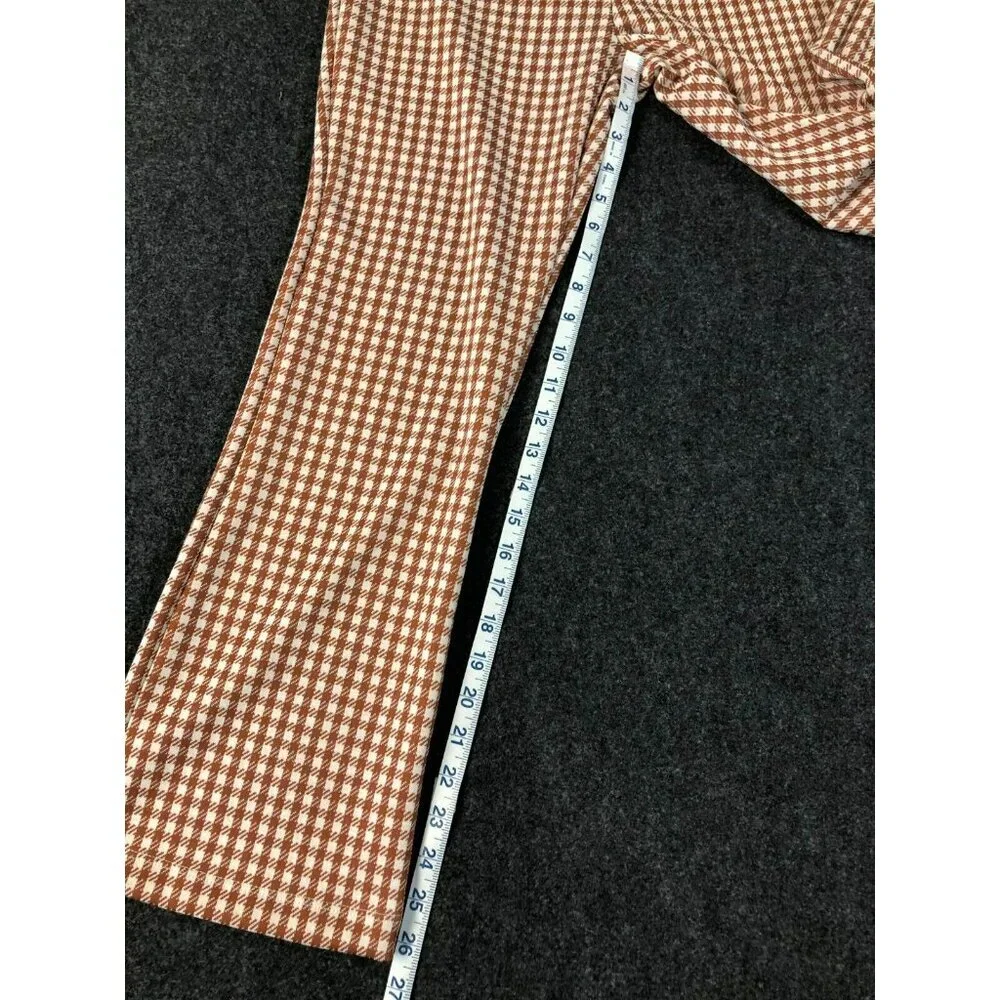 Altar'd State Womens Pants Brown White Size Lg Mid Rise Check Lightweight - Picture 7 of 11
